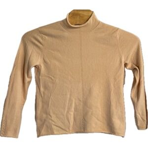 Saks Fifth Avenue 100% Cashmere Mock Neck Pullover Sweater Large Salmon Color